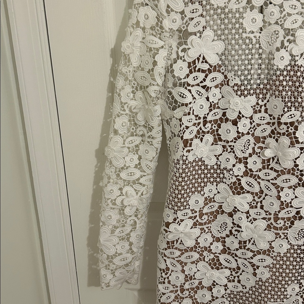 Self-Portrait 3D White Floral Guipure Lace Mini Dress New Size 4 - Picture 7 of 15